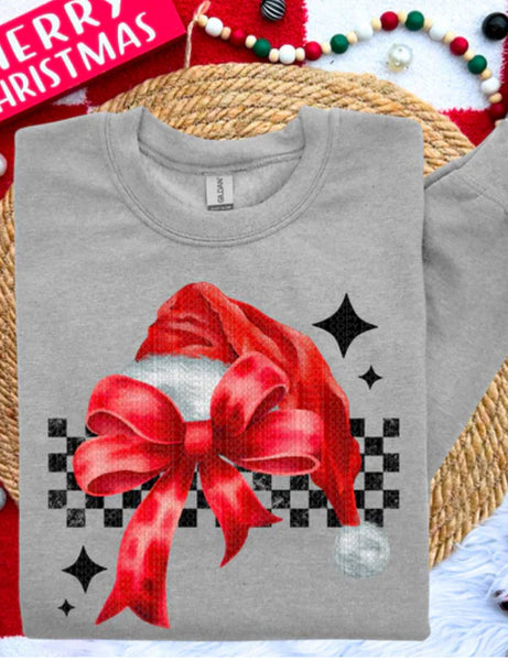 Santa Bow Hat Sweatshirt