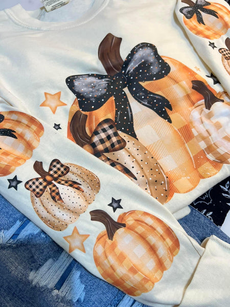 Pumpkin Bow Sweatshirt/Tee
