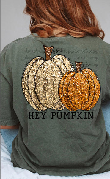 Faux Glitter Hey Pumpkin Tee