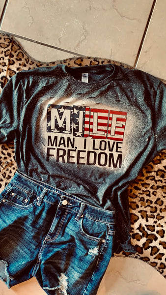MILF Man I Love Freedom Distressed Tee