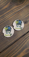 Cheer Mom or Cheer Coach Car Coasters (Set of 2 Rubber or Sandstone Car Coasters)
