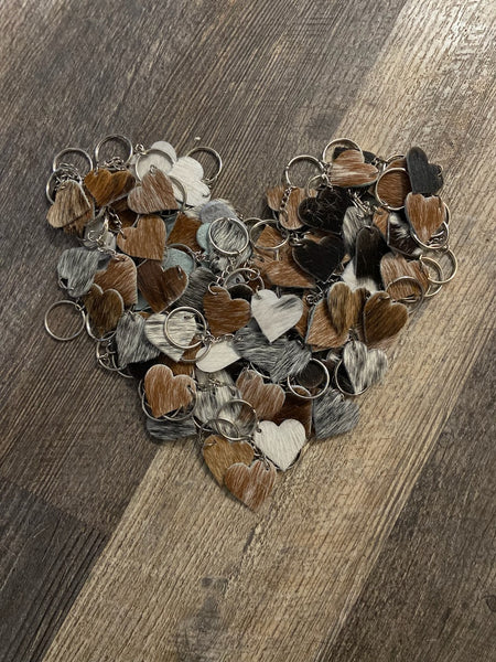 Cowhide Heart Keychain
