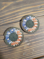 Red White Blue Sunflower Car Coasters (Set of 2 Rubber or Sandstone Car Coasters)
