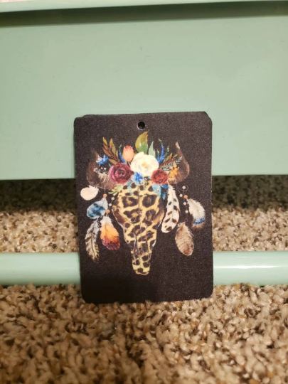 Leopard Floral Steer Head Felt Air Freshener {Choose Your Own Scent}