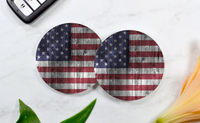 American Flag Car Coasters (Set of 2 Rubber or Sandstone Car Coasters)