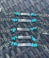 Stamped Bracelet - Turquoise Stone