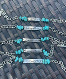 Stamped Bracelet - Turquoise Stone