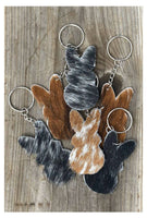 Cowhide Bunny Keychains | Real Hide on Hair Easter Keychains | Cow Hide Animal Print Keychain |