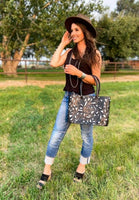 Leather Floral Tote - Virginia Handbag