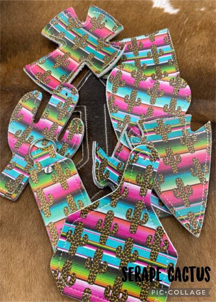 Cowhide/Leather Freshie -Serape Cactus