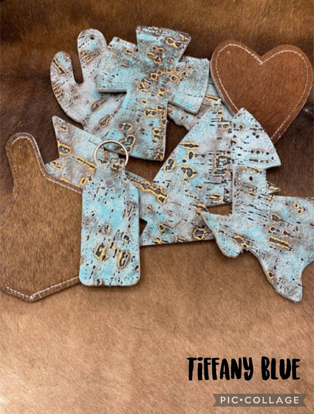 Cowhide/Leather Freshie - Tiffany Blue