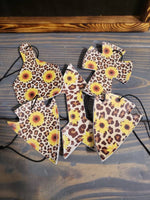Cowhide/Leather Freshie - Sunflower Leopard