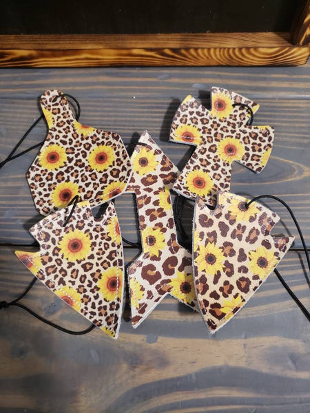 Cowhide/Leather Freshie - Sunflower Leopard