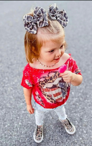 Leopard Lips American Distressed Tee